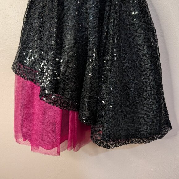 Girls Pink And Black Sequin And Tulle Special Event Party Dress Size 8 - Picture 5 of 9